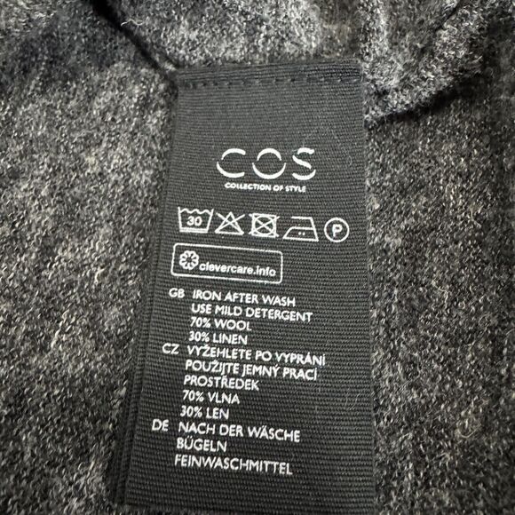 COS Women's Black Wool Linen Fitted Long Sleeves Tee Shirt Large Oversized Boxy - Picture 10 of 13